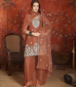 Coffee simmer lining jari partywear readymade suit