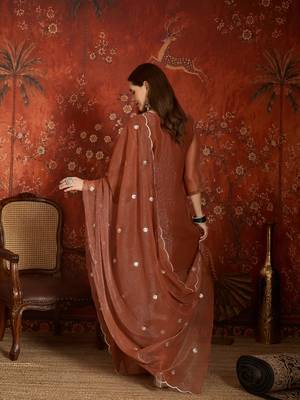 Coffee simmer lining jari partywear readymade suit 2