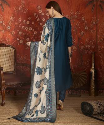 Blue roman silk kurta set 2