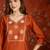 Orange roman silk kurta set