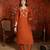 Orange roman silk kurta set