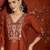 Rust color roman silk fabric designer casual looks kurta set for girls