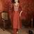 Rust color roman silk fabric designer casual looks kurta set for girls