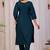 Teal blue dhabu cotton kurta set