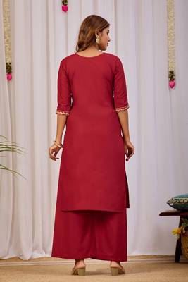 Maroon dhabu cotton kurta set 2