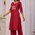 Maroon dhabu cotton kurta set