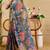 Blue cotton blend floral print saree with blouse