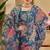 Blue cotton blend floral print saree with blouse