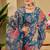 Blue cotton blend floral print saree with blouse