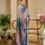 Sea green cotton blend floral print saree with blouse