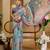 Sea green cotton blend floral print saree with blouse