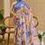 Purple cotton blend geometric print saree with blouse