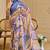 Purple cotton blend geometric print saree with blouse
