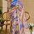 Purple cotton blend geometric print saree with blouse