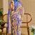 Purple cotton blend geometric print saree with blouse