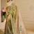 Beige cotton blend floral print saree with blouse