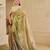 Beige cotton blend floral print saree with blouse