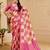 Pink cotton blend dots print saree with blouse