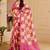 Pink cotton blend dots print saree with blouse