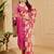 Pink cotton blend dots print saree with blouse