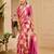 Pink cotton blend dots print saree with blouse