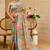 Green cotton blend floral print saree with blouse