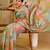 Green cotton blend floral print saree with blouse