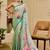 Green cotton blend floral print saree with blouse