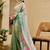 Green cotton blend floral print saree with blouse