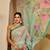 Green cotton blend floral print saree with blouse