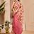 Peach cotton blend floral print saree with blouse