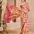 Peach cotton blend floral print saree with blouse