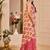 Peach cotton blend floral print saree with blouse