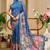 Blue cotton blend floral print saree with blouse