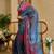 Blue cotton blend geometric print saree with blouse