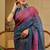 Blue cotton blend geometric print saree with blouse