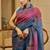 Blue cotton blend geometric print saree with blouse