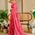 Peach cotton blend floral print saree with blouse