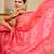 Peach cotton blend floral print saree with blouse
