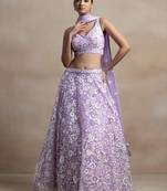 Lavender Color Beautiful Heavy Wedding Reception Bridesmaid Soft Net Lehenga