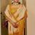 Beige cotton blend floral print saree with blouse