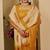 Beige cotton blend floral print saree with blouse