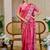Pink cotton blend floral print saree with blouse
