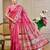 Pink cotton blend floral print saree with blouse