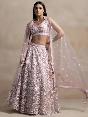Pink Color Beautiful Heavy Wedding Reception Bridesmaid Soft Net Lehenga 1