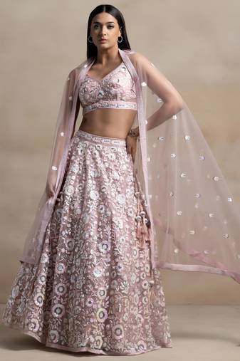 Pink Color Beautiful Heavy Wedding Reception Bridesmaid Soft Net Lehenga