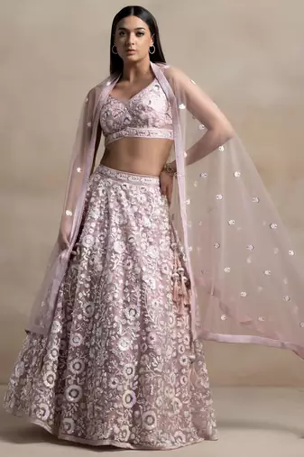 Pink Color Beautiful Heavy Wedding Reception Bridesmaid Soft Net Lehenga