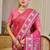 Pink cotton blend floral print saree with blouse