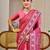 Pink cotton blend floral print saree with blouse