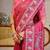 Pink cotton blend floral print saree with blouse